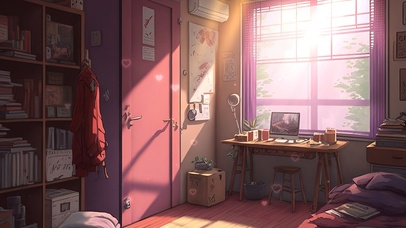粉色少女卧室房间