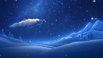 冬日宁静夜空中的飞艇