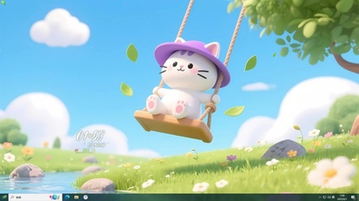 可爱猫咪荡秋千