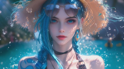 4K可爱泳池少女金克斯