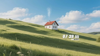 蓝天白云树木房屋