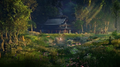 4k 治愈古风仙境山林神庙