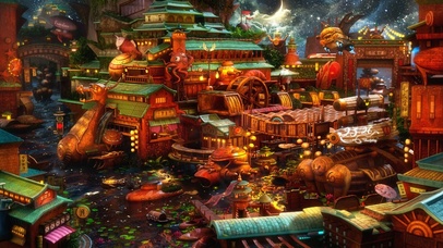 中秋夜晚中华小镇