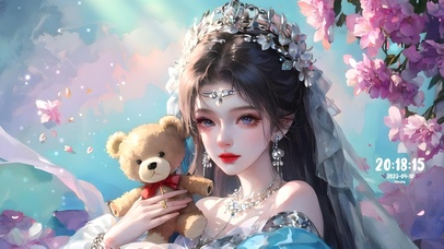 抱小熊的古风少女