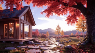 枫下秋日小屋