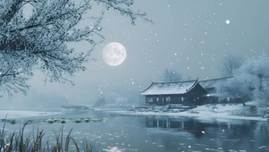 寒夜月下小屋