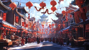 新年里的热闹北京街道