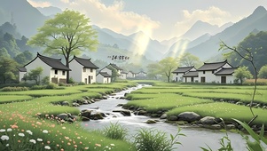 护眼山间村庄