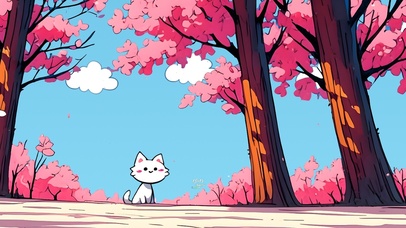 樱花可爱猫咪