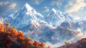 秋天的雪山
