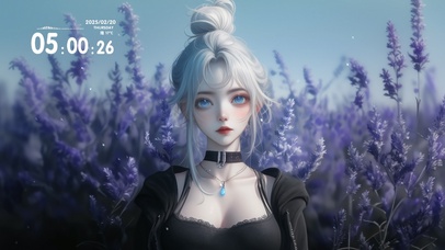 薰衣草丛中的女孩