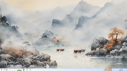 水墨写意AI山水插画-桌面主题