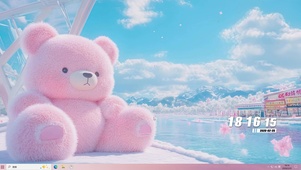 蓝天白云树木樱花桌面主题