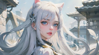 可爱猫耳古寺少女