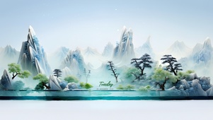 云雾古风山水