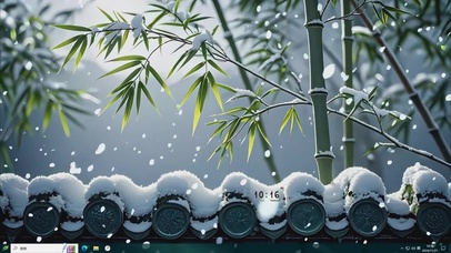 护眼雪中翠竹主题