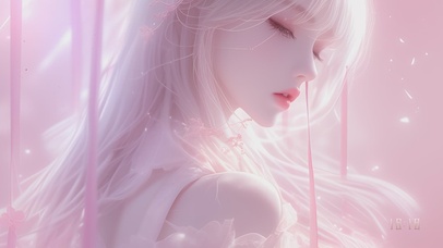 【原创】粉色治愈系长发古风美女