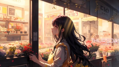 4K花店阳光少女