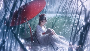 她的容貌像凝结的雪花