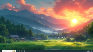 唯美晚霞乡村