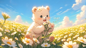 清新  雏菊小熊	