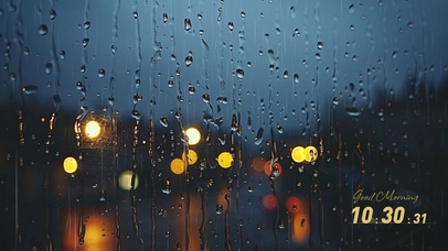 简约城市雨夜玻璃窗