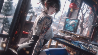 纹身美女侠客气质性感女神