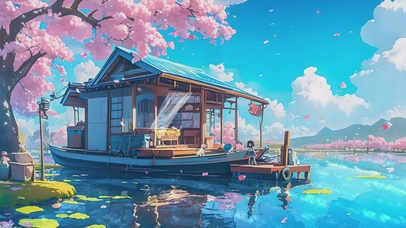 海上小屋清新壁纸