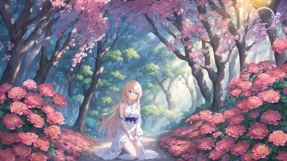 唯美樱花花园少女