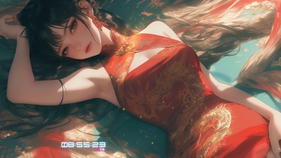 躺在地上优雅的旗袍美女