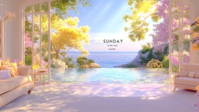 温馨海景客厅-宽屏带鱼屏