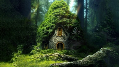 治愈护眼阳光森林霍比特小屋