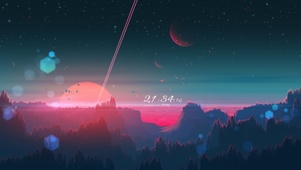 唯美星空曙光森林