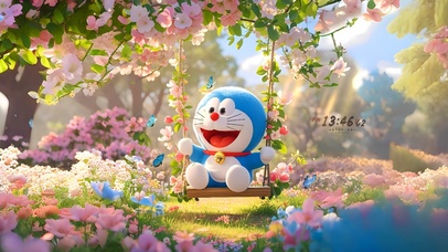 荡秋千的机器猫