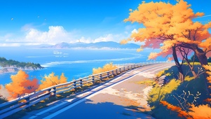 秋天沿海小路