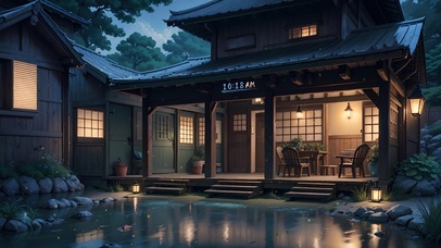 4K唯美治愈古风庭院夜晚