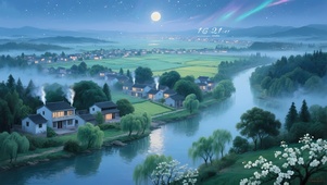 清晨浓雾乡村