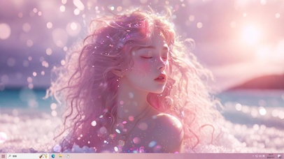 出水芙蓉，粉发美女