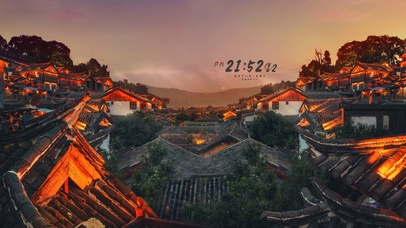 4k 唯美日落夕阳古镇