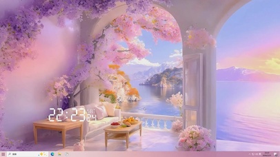 樱花树木海景桌面主题