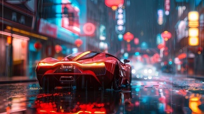 雨中未来跑车