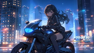 4K酷炫赛博机车少女	