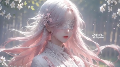 可爱樱花蒙眼女孩