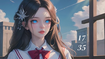 治愈校服蓝眼少女