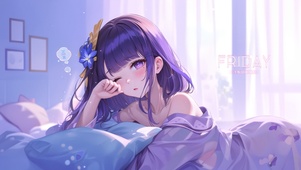 紫发睡衣女孩