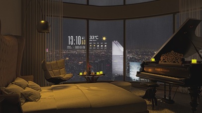 唯美治愈雨天城市房间