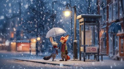 雪天浪漫朱迪和尼克