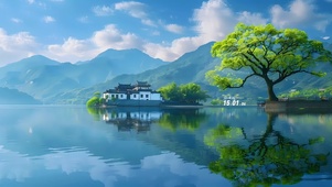 唯美湖边人家