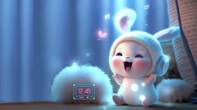 快乐唱歌的爱心萌兔