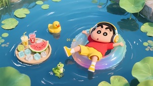 可爱悠闲夏日小新